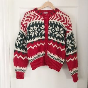 Vintage 80’s Ivy Intarsia Fair Isle Holiday Snowflake Sweater